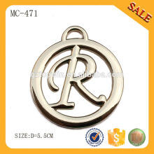 MC471 Round custom logo hang metal tags for clothing beads/handbags